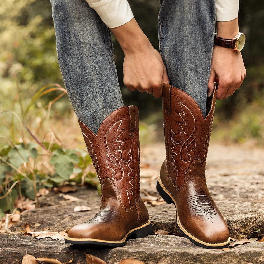 mens square toe cowboy boots