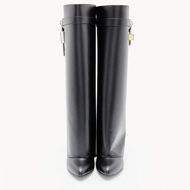 black wedge boots